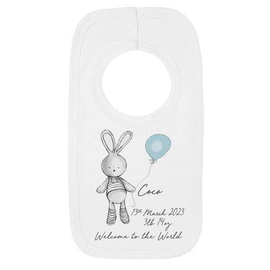 Personalised bunny balloon Baby Bib