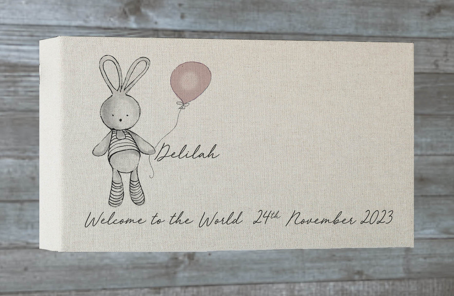 Personalised Bunny and Balloon Long canvas frame