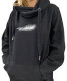 Urban Charcoal Hoodie White Feather