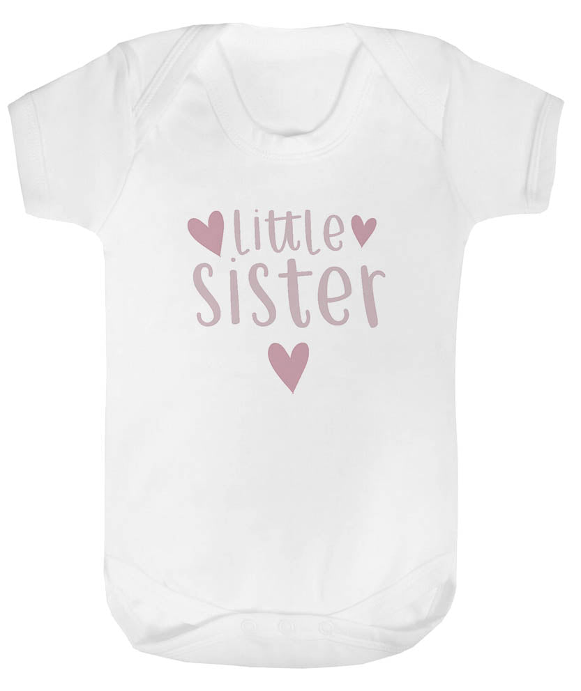 Little Sister hearts Baby Vest