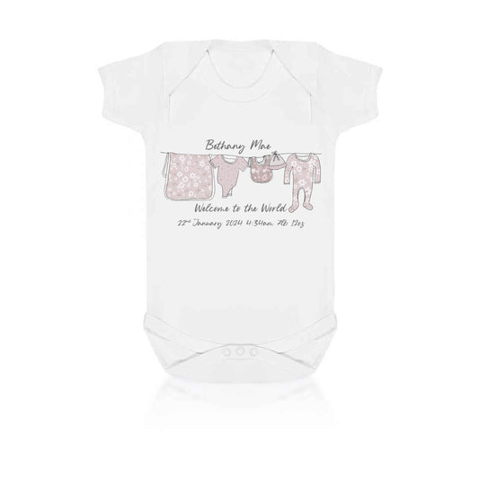 Personalised Floral washing line baby vest