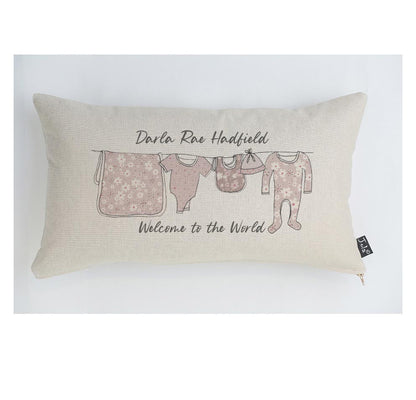 Welcome to the world floral washing line cushion