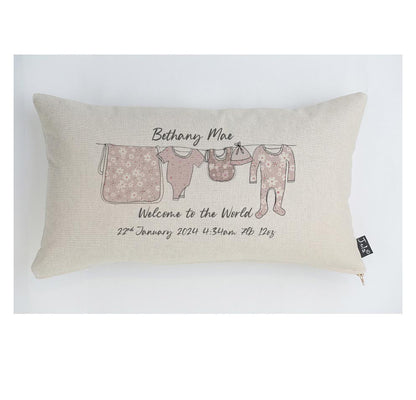 Welcome to the world floral washing line cushion