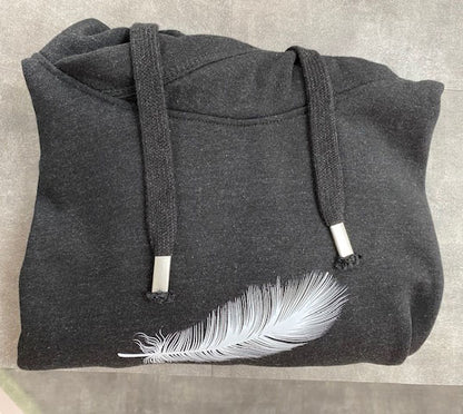 Urban Charcoal Hoodie White Feather