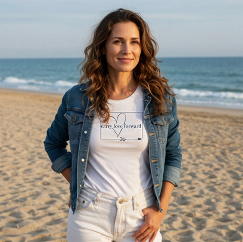 Cotton Cuffed T Shirt Carry Love Forward - 20% donation to East Cheshire Hospice