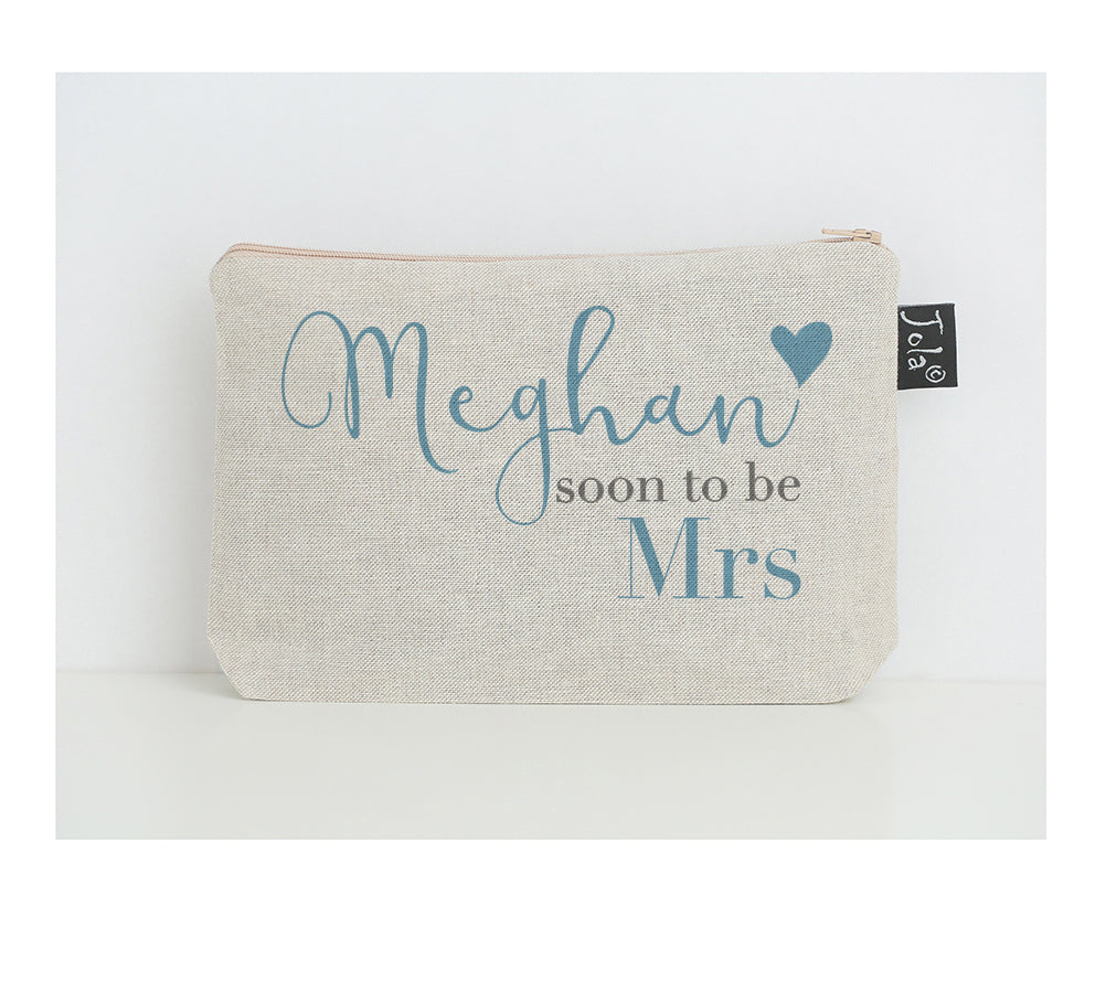 Personalised soon to be Mrs make up bag small