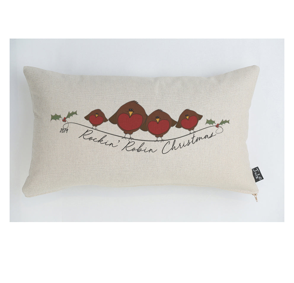 Rockin' Robin Christmas cushion