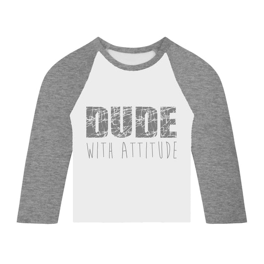 Dude with attitude  long sleeve Toddler T Shirt grey sleeve