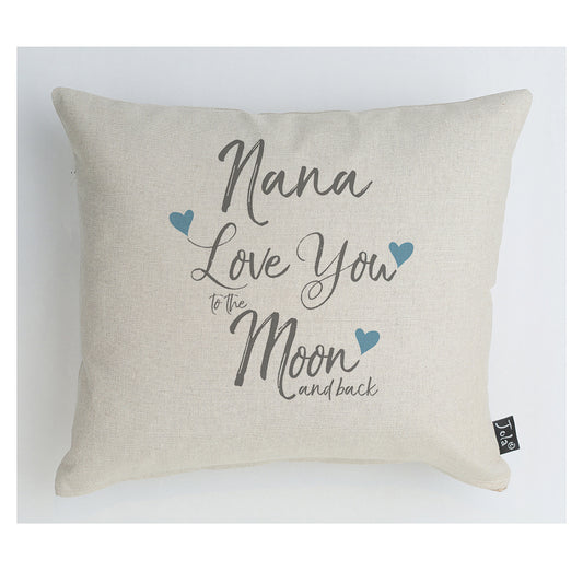 Nana Moon & Back blue heart cushion multi