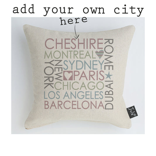 Personalised Block City cushion pastel