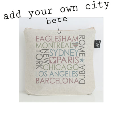 Personalised Block City wash bag