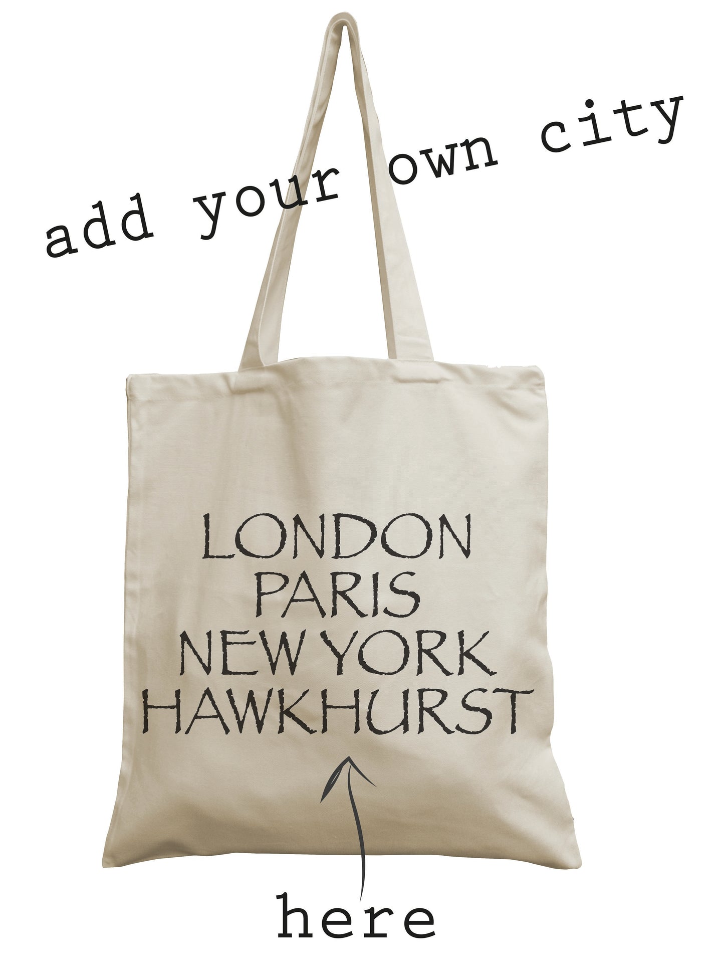 Personalised City Font 2 Canvas Bag - Jola Designs