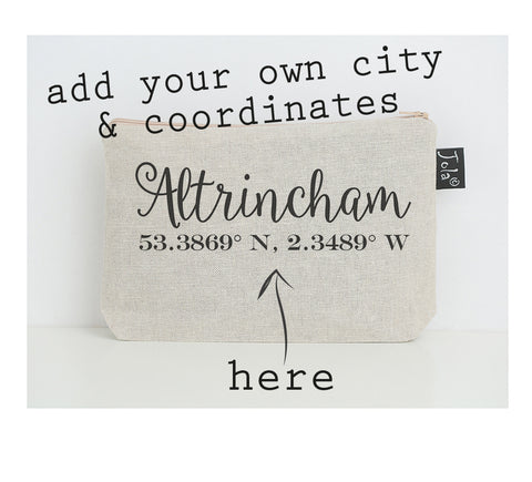 Personalised Coordinates small make up bag