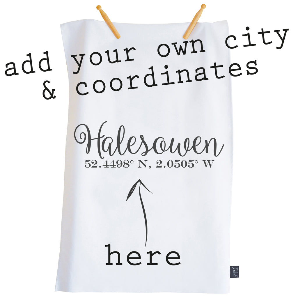Personalised Coordinates Tea towel
