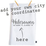 Personalised Coordinates Tea towel