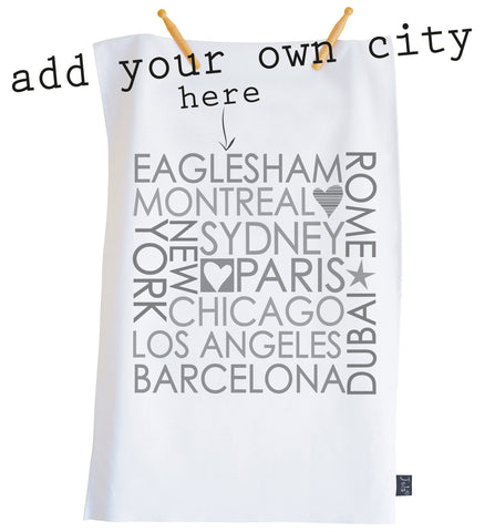 Personalised Block City Tea Towel