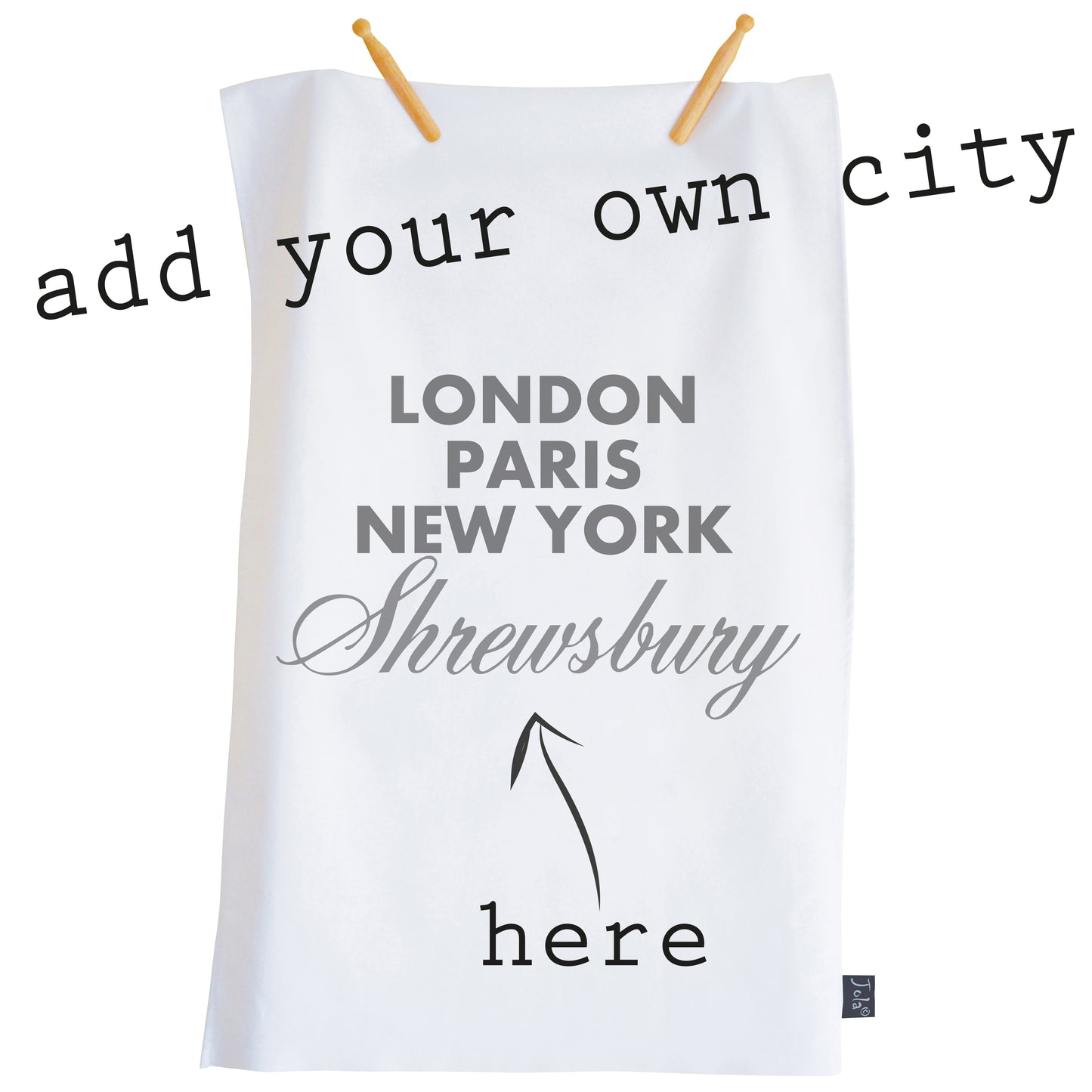 Personalised City Sparkle font Tea Towel