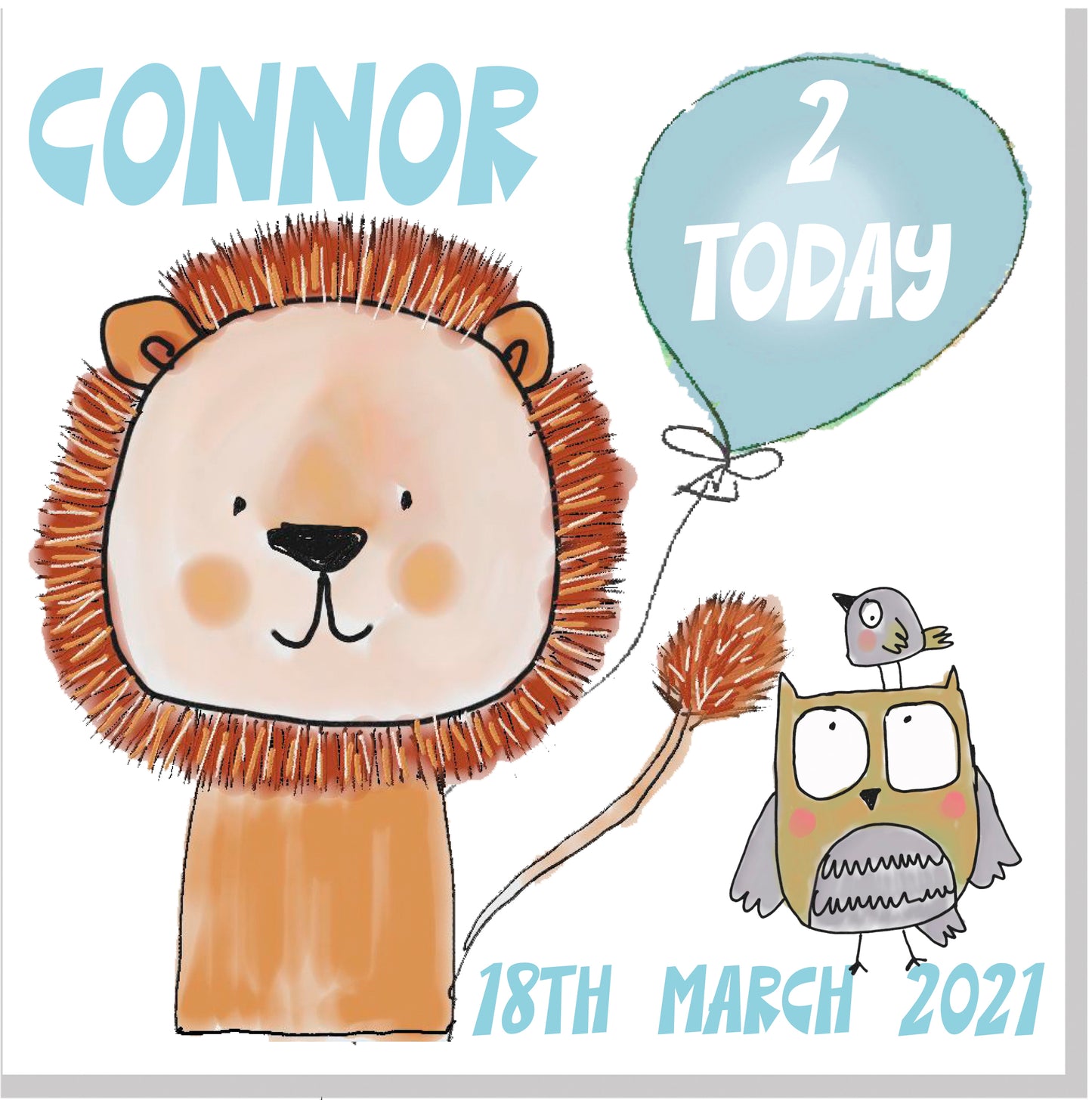 Personalised Birthday Lion Age square card