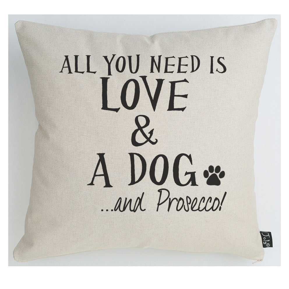 Love dog and prosecco cushion - Jola Designs