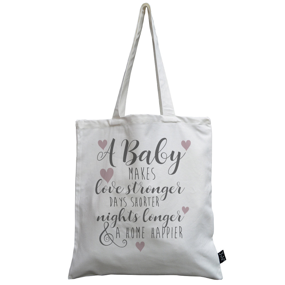 Happier Home pink heart baby canvas bag