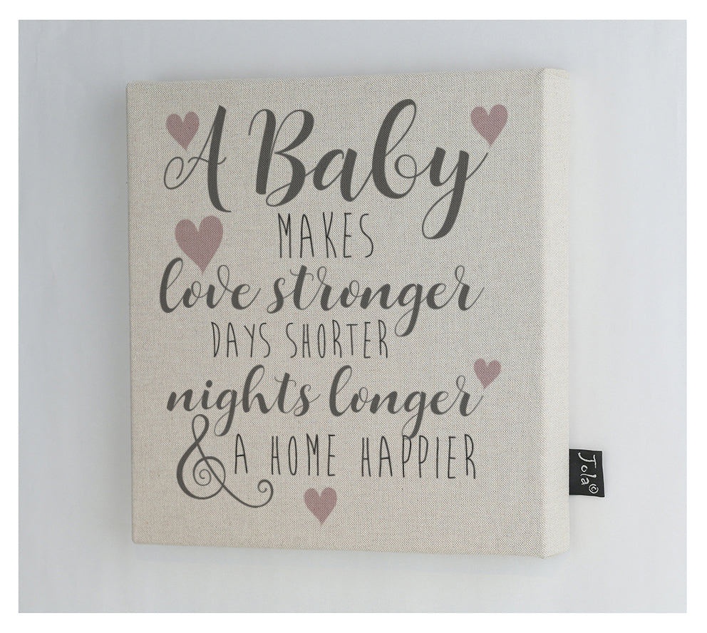 Happier Home pink heart canvas frame