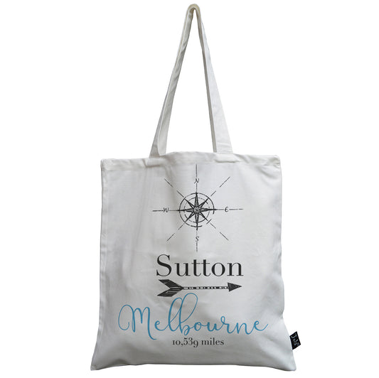 Personalised Compass Mileage canvas bag