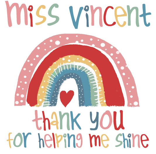 Personalised Thank You Teacher Rainbow square card