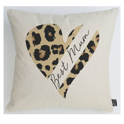 Best Mum Leopard Heart Cushion