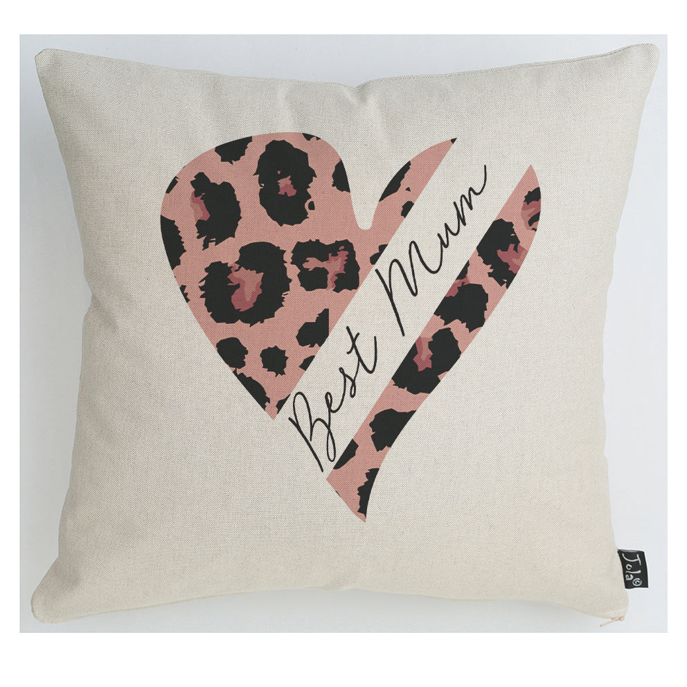 Best Mum Leopard Heart Cushion