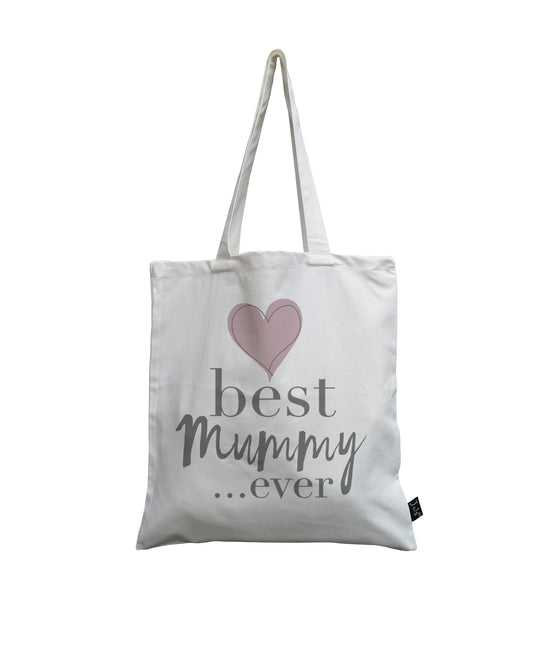 Best Mummy Ever blush heart canvas bag