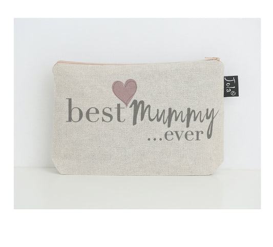 Best Mummy Ever Blush heart make up bag