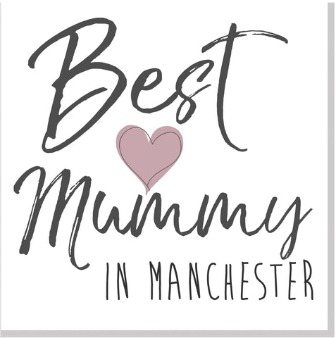 Personalised Best Mummy City Blush heart square card