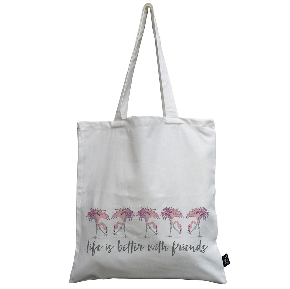 Flamingo Life is better with friends canvas bag