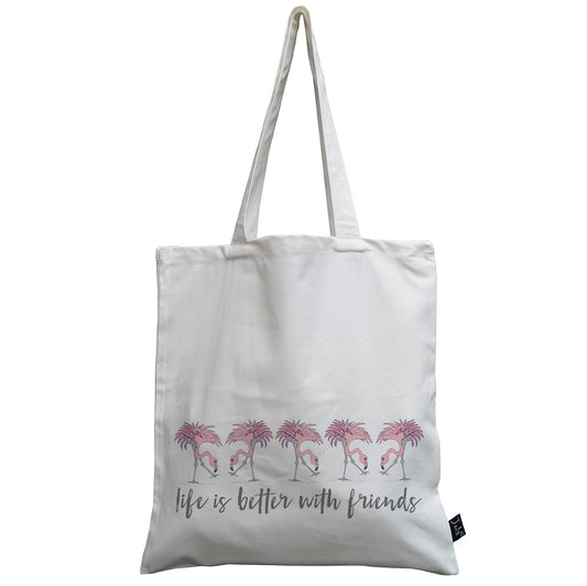 Flamingo Life is better with friends canvas bag