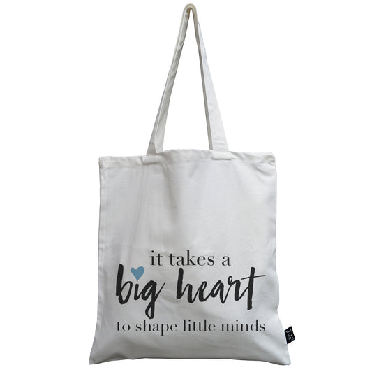 It takes a big heart teachers canvas bag