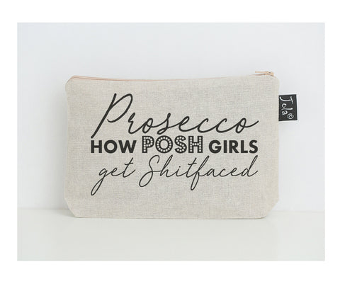 Bold Prosecco Shit Faced small make up bag