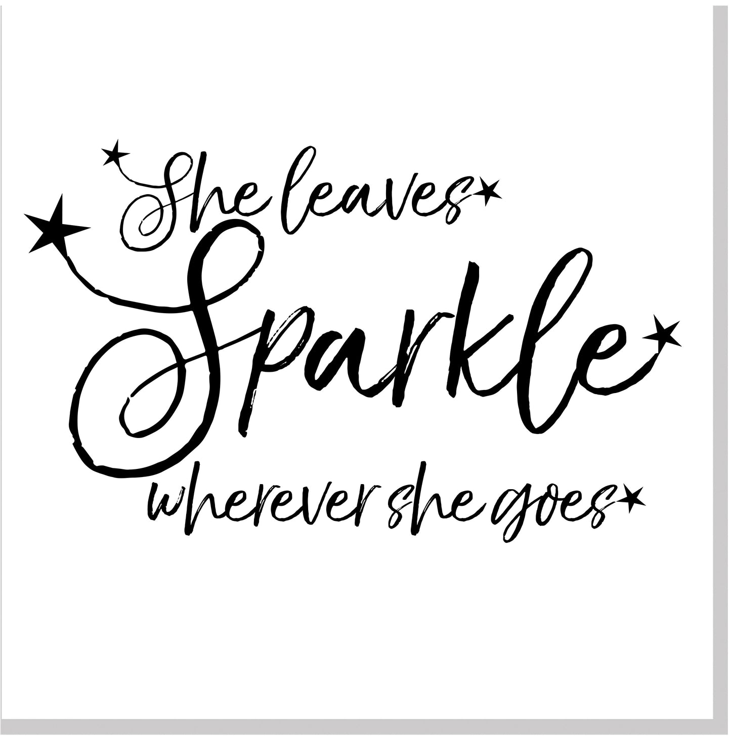 She leaves sparkle stars square card