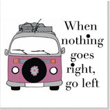 Pink Camper van go left square card