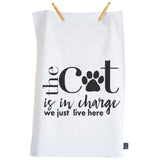 Cat in Charge Tea towel