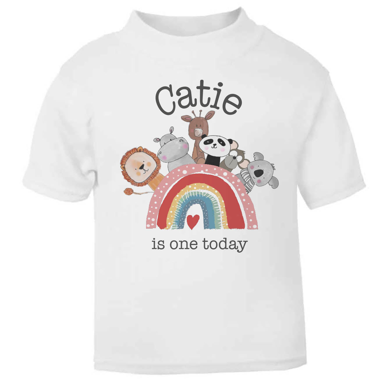 Personalised Rainbow Animals Toddler T Shirt