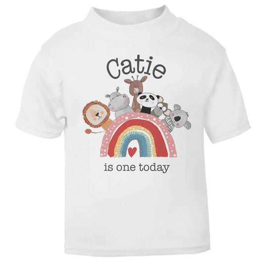 Personalised Rainbow Animals Toddler T Shirt