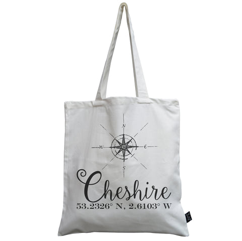 Personalised Compass Coordinates canvas bag