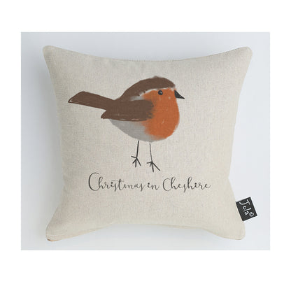 Personalised Robin Christmas cushion
