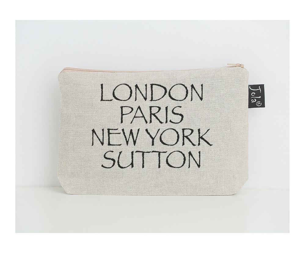 Personalised City Font 2 small Make up bag