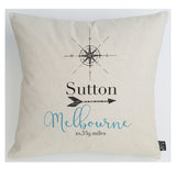 Personalised Compass Mileage Cushion