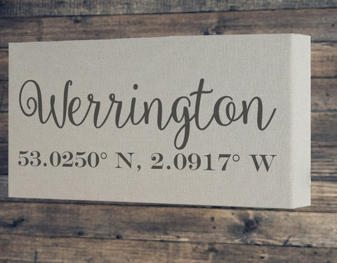 Personalised Coordinates Linen canvas frame