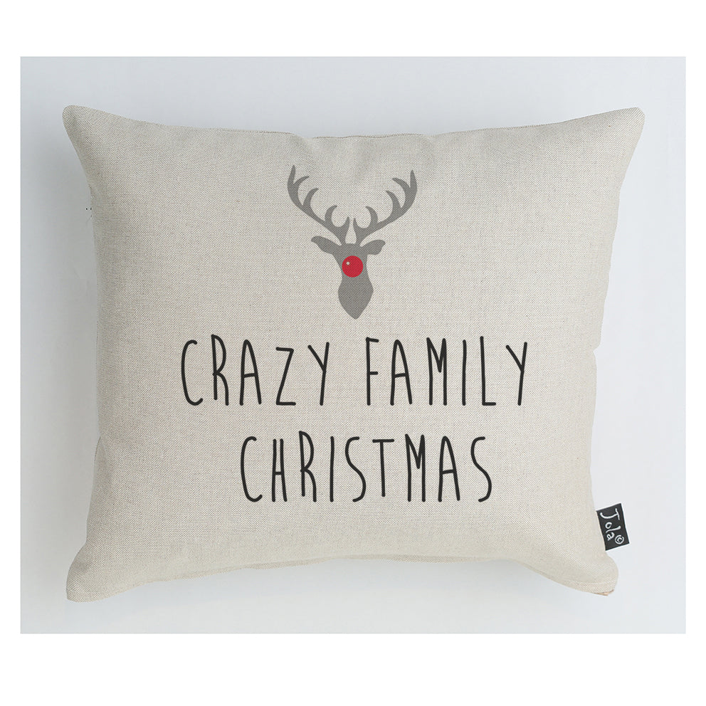 Crazy family christmas reindeer cushion