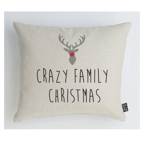 Crazy family christmas reindeer cushion