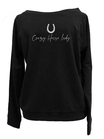 Crazy Horse Lady Oversized Off The Shoulder Sweatshirt