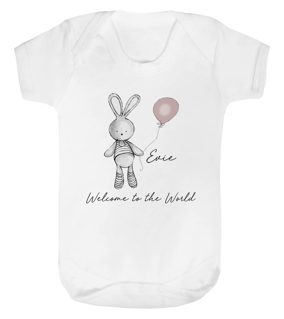 Personalised Bunny Welcome to the world Baby Vest
